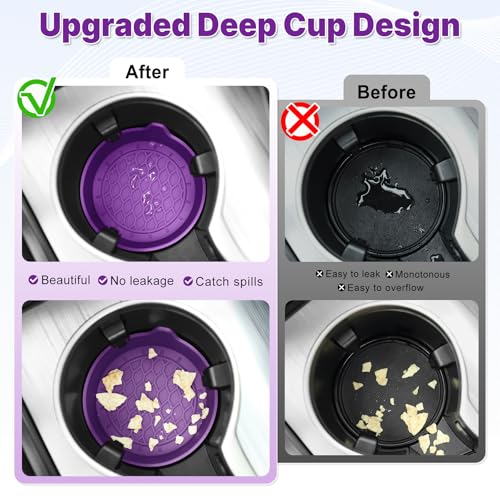 SINGARO Car Cup Holder Coaster, Silicone Cup Holder Insert, Universal Non-Slip Cup Holders, Car Accessories Interior for Women and Man 4 Pack Purple - color: Deep Purple