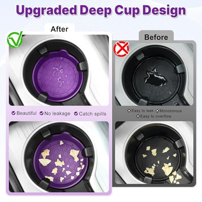 SINGARO Car Cup Holder Coaster, Silicone Cup Holder Insert, Universal Non-Slip Cup Holders, Car Accessories Interior for Women and Man 4 Pack Purple - color: Deep Purple