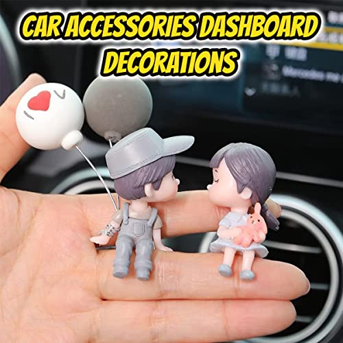 Cute Cartoon Couple Design Car Ornament - Car Dashboard Decorations, Office Desk Accessories, Computer Monitor Decor, Kissing Couple Figure Figurines Balloon Ornaments (B)