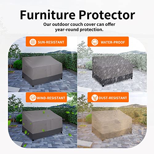 Easy-Going Waterproof Outdoor Loveseat Cover Heavy Duty Patio Furniture Couch Cover Windproof Durable (54Wx38Dx35H inch, Gray/Dark Gray)