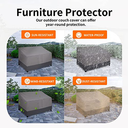 Easy-Going Waterproof Outdoor Loveseat Cover Heavy Duty Patio Furniture Couch Cover Windproof Durable (54Wx38Dx35H inch, Gray/Dark Gray)