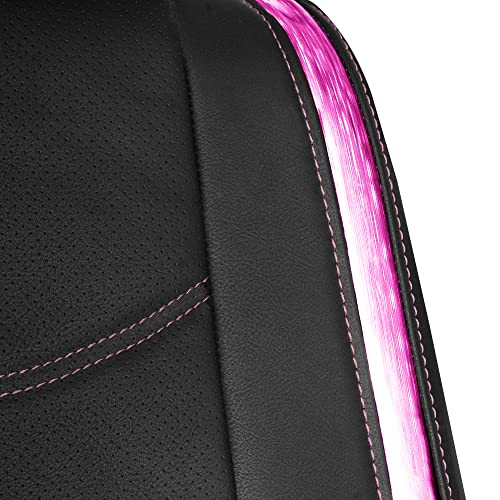 FH Group Galaxy13 Metallic Striped Deluxe Leatherette Car Seat Covers with Matching Carpet Floor Mats – Full Set, Universal Fit, Airbag Compatible for Cars, SUVs & Sedans, Pink - color: Pink
