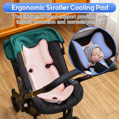 Baby Car Seat Cooling Pad, Mink Dot Carseat Cooler Mat for Girls Boys, Stroller Pad with 3D Breathable Mesh, Multifunctional Infant Insert Liner for Summer - color: Pink