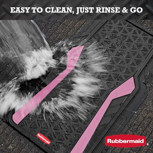 Rubbermaid Car Floor Mats Full Set, Premium Heavy Duty All-Weather Car Mats– Rugged Rubber with Brushed Aluminum Inserts, Universal Trim-to-Fit, Anti-Slip Backing for Cars, SUVs, Trucks & Vans - Pink - color: Pink