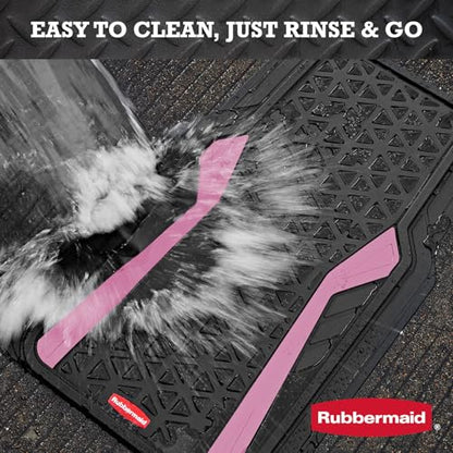 Rubbermaid Car Floor Mats Full Set, Premium Heavy Duty All-Weather Car Mats– Rugged Rubber with Brushed Aluminum Inserts, Universal Trim-to-Fit, Anti-Slip Backing for Cars, SUVs, Trucks & Vans - Pink - color: Pink
