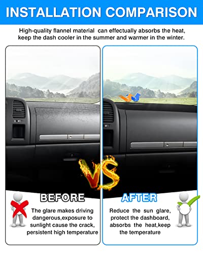 Autorder Dashboard Cover Mat for 2007-2013 Chevy Chevrolet Silverado/GMC Sierra with Two Glove Boxes Accessories Dash Cover Flannel Dash Mat Sunshade Glare UV Rays Protector - size: Black 07-13 Silverado 2 Glove Boxes