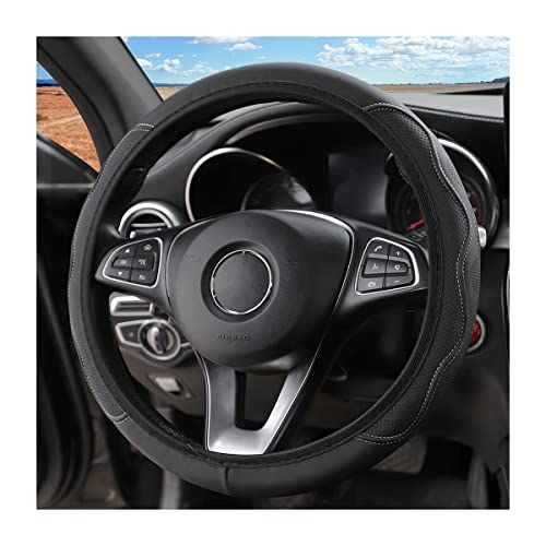 LoyaForba Car Steering Wheel Cover, Non-Slip Microfiber Leather Steering Wheel Cover, Breathable Vehicle Soft Handle Protector, Universal Automotive Interior Accessories for Women Men Girls (Gray) - color: Gray