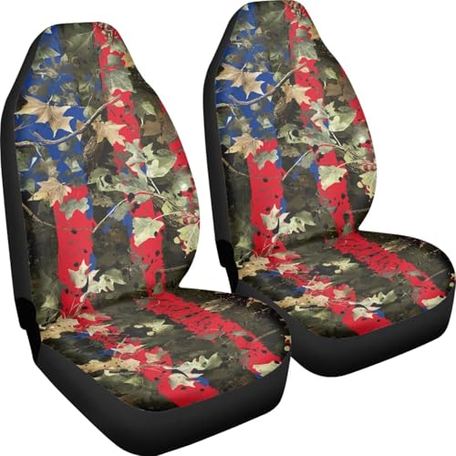 American Flag Patriot Car Accessories for Women Men Camo Hunting Car Seat Covers Front Seats Only Auto Interior Decor Seat Cushion Protector Universal Fit Truck SUV Van Sedan - color: American Flag Camo Hunting