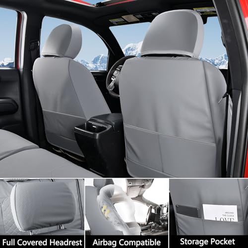 Truckiipa Tacoma Leather Seat Covers Front Pickup Truck Seat Covers Custom Fit for 2005-2015 Toyota Tacoma Double Crew Cab, Front Pair, Gray - color: Front Pair/Gray, size: Tacoma 2005-2015