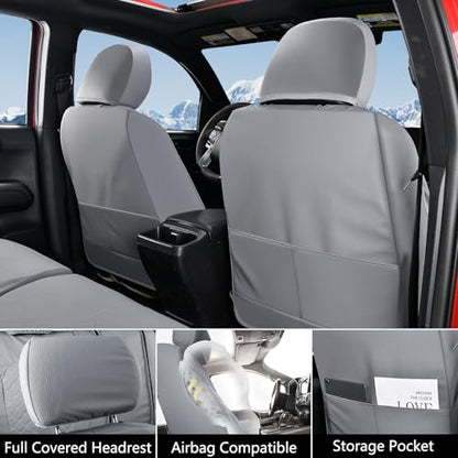 Truckiipa Tacoma Leather Seat Covers Front Pickup Truck Seat Covers Custom Fit for 2005-2015 Toyota Tacoma Double Crew Cab, Front Pair, Gray - color: Front Pair/Gray, size: Tacoma 2005-2015