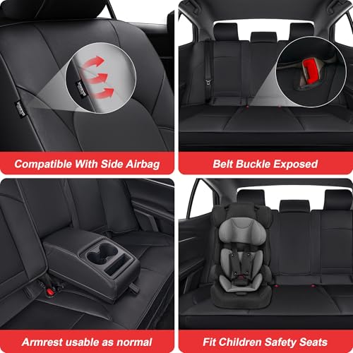 TTX LIGHTING Seat Covers for Toyota Camry 2025 2026,Full Set Waterproof Faux Leather Airbag Compatible Seat Covers Custom Fit Camry Full Wrap Black - size: 4.Camry 2025-2026 5 Seat Full Set