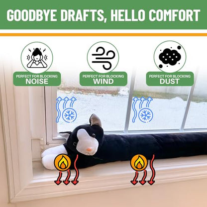 Evelots Under Door Cat Draft Stopper - Weighted - 2 Pack - Keep Cold Air, Warm Air Out - Odor, Noise, Dust, Wind Blocker - Great for Window - Full 38 Inch Long - Heavy Duty Kitty Cat - Hanging Loops - size: 2-Pack, style: Cat Draft Stopper