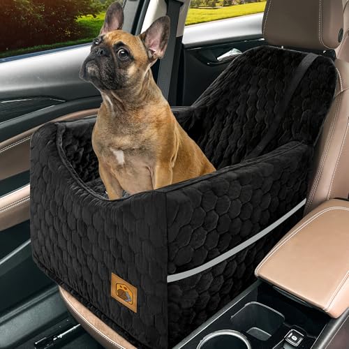 Dog Car Seat for Small/Medium Dogs, Memory Foam Dog Booster Seat, Travel Safety with Washable Removable Cover, Storage Pockets for Dogs up to 35 lbs(Black) - color: Black