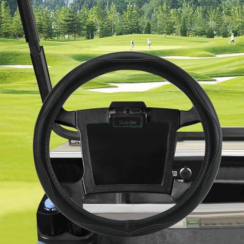 Golf Cart Steering Wheel Covers,13.5 to 14" Golf Cart Steering Wheel Cover Universal for Yamaha,EZGO TXT & RXV,Club Car DS & Precedent, Leather Comfortable, Non-Slip, Wear-Resistant (Black) - color: black