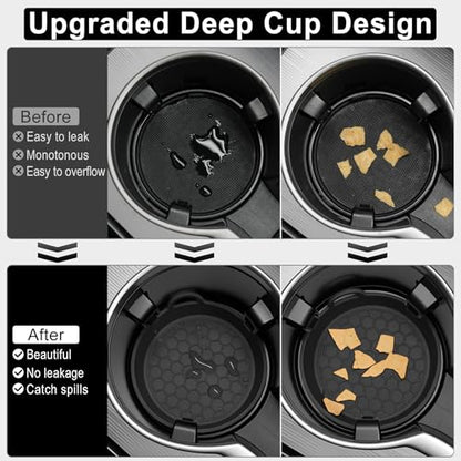 SINGARO Car Cup Holder Coaster, 4PCS Silicone Cup Holder Insert, Universal Non-Slip Cup Holders, Car Interior Accessories for Women and Man, Black - color: Black