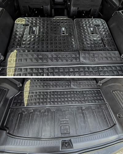 3W Floor Mats & Seat Back Mats & Cargo Liner for Chevrolet Chevy Traverse & GMC Acadia 2024-2026 (Only 7 Seats) & Buick Enclave 2025-2026, All Weather TPE Custom Fit Full Set Floor Liners - size: Chevy Traverse 2024-2026 Full Set