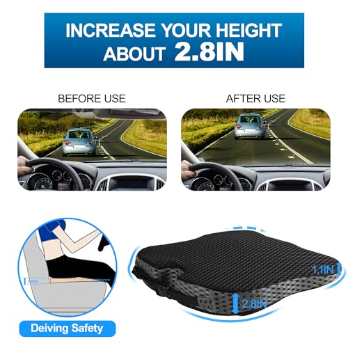 Hapiclody Car Seat Cushion for Driving,Office Chair Cushions Non-Slip Hip & Lower Back Tailbone Chair Pillow Pad,Memory Foam Seat Cushion for Car Seat Driver Truck Desk Wheelchair