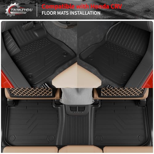 Floor Mats Compatible with 2023 2024 2025 2026 Honda CRV Cargo Mats Liner TPE Back Seat Cover Trunk Mats Fuel 2024 CR-V Accessories Non-Hybrid (Lower Deck, Trunk Mat+Backrest Mats+Floor Mats) - style: For Honda CRV Gas | 2023-2026