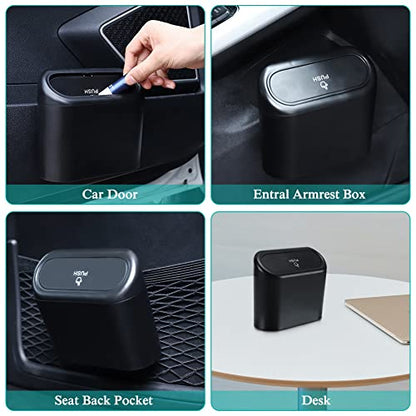 Accmor Car Trash Can with Lid, Mini Auto Dustbin Garbage Organizer with 30 Pcs Plastic Trash Bag, Automotive Garbage Container Bin for Vehicle, Home, Office - color: 1 Black