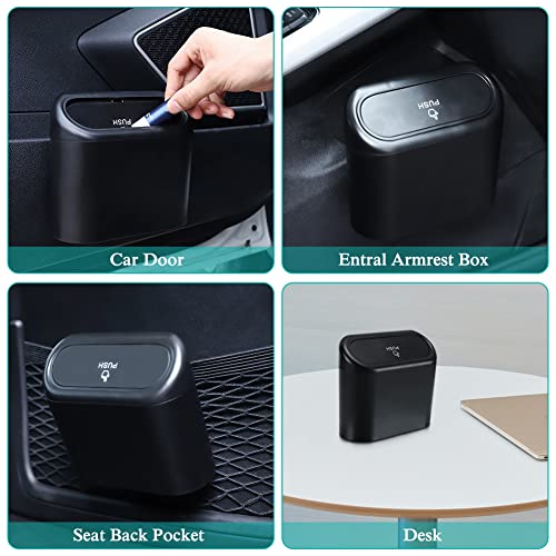 Accmor Car Trash Can with Lid, Mini Auto Dustbin Garbage Organizer with 30 Pcs Plastic Trash Bag, Automotive Garbage Container Bin for Vehicle, Home, Office - color: 1 Black