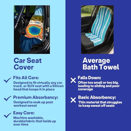 2 Pack Car Seat Towel Covers, Sweat Protector for Front Seats, Premium Thickened Microfiber with Elastic Strap, Breathable Quick Dry, Machine Washable Cover for Gym Running Universal Fit National Park - color: National Park