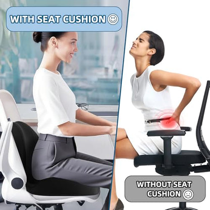 Seashell Seat Cushion - Memory Foam Cushion for Office Chair, Car Seat, Airplane - Sciatica & Hip & Coccyx Pain Relief for Long Sitting Office Workers, Car Drivers