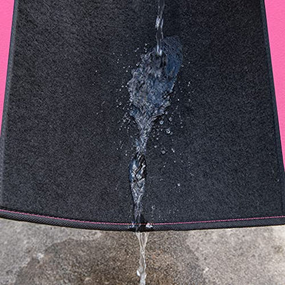CAR PASS Rainbow Waterproof Universal Fit Faux Leather Car Carpet- Anti-Slip Nibbed Backing Floor Mats for SUV, Vans,Sedans,Trucks, Automotive Set of 4 for Women&Cute Girly (Black with Pink) - color: Black With Rose Red