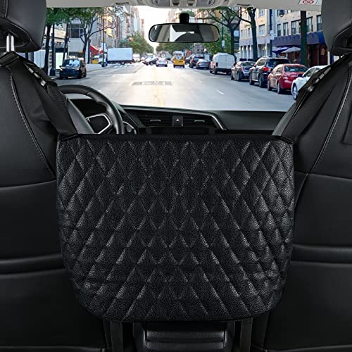 eing Car Organizers And Storage Purse Holder, Large Capacity Car Net Pocket Handbag Holder, Automotive Consoles & Backseat Organizer, Leather Back Seat Bag Between Car Front Seats, Black - color: Black