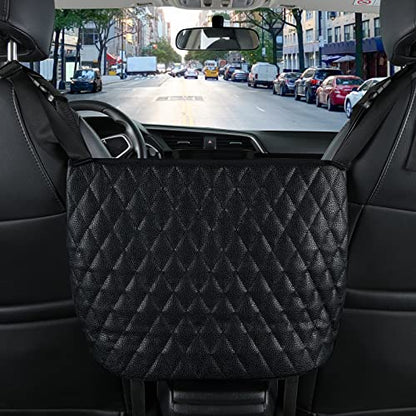 eing Car Organizers And Storage Purse Holder, Large Capacity Car Net Pocket Handbag Holder, Automotive Consoles & Backseat Organizer, Leather Back Seat Bag Between Car Front Seats, Black - color: Black