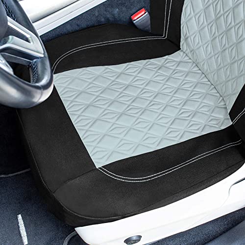 Universal Fit Diamond Stitched Flat Cloth Car Seat Covers Full Set - Gray - color: Gray