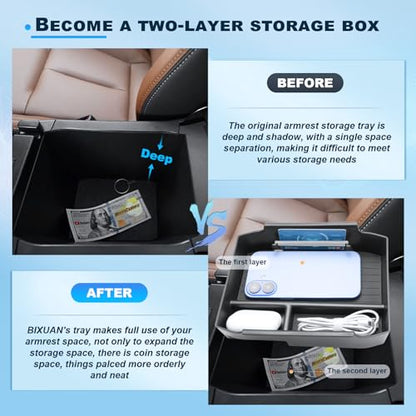 2026 Outback Center Console Organizer Tray For 2026 Subaru Outback (Wilderness/Premium/Limited/Touring/Limited XT/Touring XT) ABS Armrest Storage Insert Box 2026 Outback Accessories With Non-Slip Mats