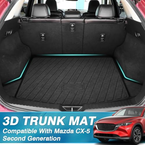 Mixsuper Cargo Liner for Mazda CX-5 2017-2025, All Weather Trunk Mat for CX5 Accessories Anti-Slip Trunk Liner Rear Cargo Mat Black