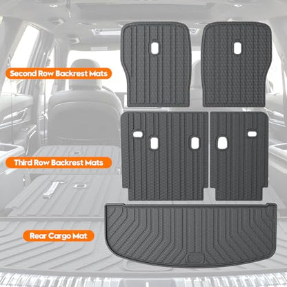 KUST Cargo Mat for 2020-2025 Kia Telluride 7 Seats, Rubber Rear Trunk Liner with 2nd/3rd Row Backrest Kick Mat for Telluride Accessories High Edge Cover All Weather Protection - style: Telluride 2020-2025 │ Trunk + Backrest Mat