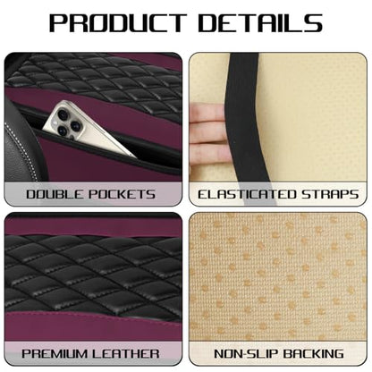 wuyaoyao Car Center Console Cover, 12.2"×7.5" Waterproof Leather Auto Armrest Cover Protector with Side Pockets, Stylish Comfortable Vehicle Arm Rest Box Cushion Pad, Car Accessories (Purple) - color: Purple