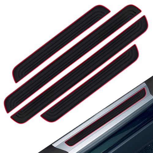 4PCS Car Door Sill Protector, Car Door Edge Guards, Anti-Scratch Rubber Auto Sill Protection Trim, Auto Accessories Waterproof Threshold Cover Strips for Most Vehicles (Red Edge, 4cm Wide) - color: Red Edge, size: 4cm wide