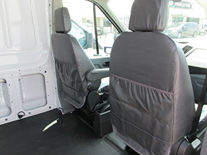 Durafit Seat Covers Made to Fit 2014-2021 Ford Transit Front Bucket Car Seat Covers. No Side Airbags in Seats. | Ford Seat Covers | Ford Transit Seat Covers | Gray Twill Fabric