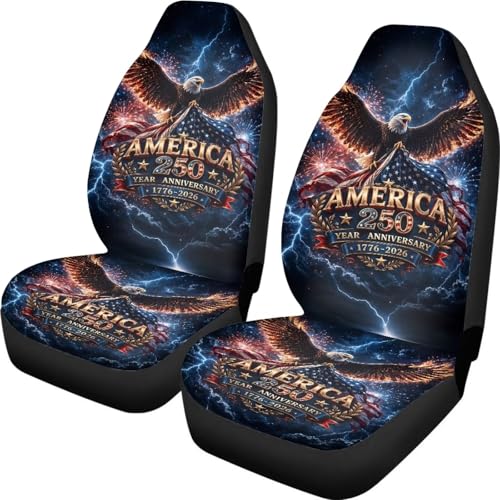 American 250th Anniversary Seat Covers Decorative Accessories for Cars Trucks SUV Eagle Patriotic 2-Pack Car Seat Covers Auto Interior Covers for Truck Van SUV - color: American 250th Anniversary