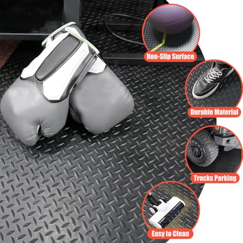 4' x 10' Feet Non-Slip Garage Floor Mat, 1-Piece Durable Rubber Flooring Roll, Cuttable Floor Protector Mat for Parking Lots, Gym, Warehouse, Basement Trailer (4' x 10' Ft) - size: 120"L x 48"W x 0.1"Th