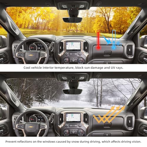 Dashboard Dash Cover Mat for Chevy Chevrolet Silverado 2014 2015 2016 2017 2018 Polyester Custom Fit Silverado Dash Cover Black Trim (Silverado 2014-2018, Black) - size: Chevy Silverado 2014-2018