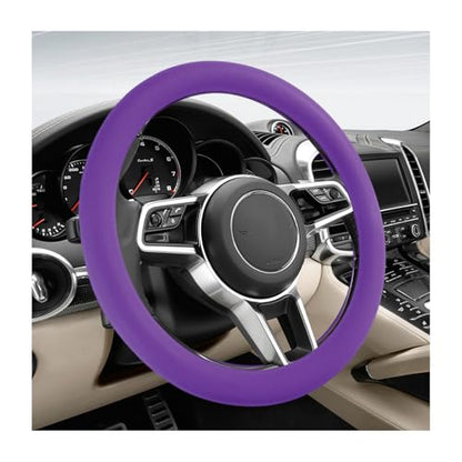 DXNQ Car Steering Wheel Cover, 13 to 14.17 inches Anti-Slip Silicone Steering Wheel Protector, Soft Flexible Shock-Absorbent Steering Wheel Protective Cover for Most Car Models (Purple) - color: Purple