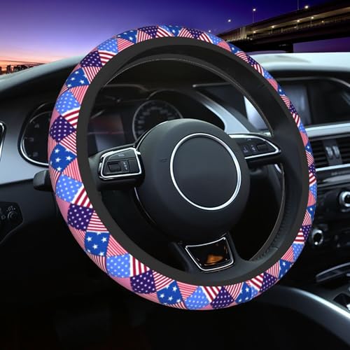 American Flag Steering Wheel Cover - Personality United States Flag Steering Wheel Covers Women Men Girls Car Accessories Decor Anti-Slip Auto Neoprene Universal 15 Inch Steering Wheel Protector - color: American Flag