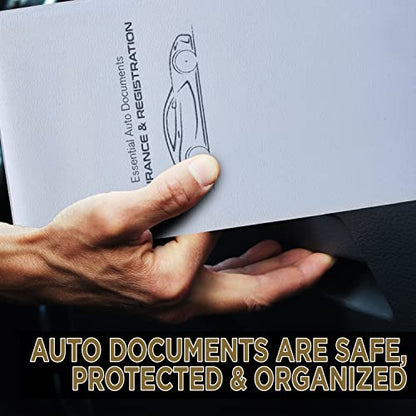 Andalus Auto Registration & Insurance Card Holder Pack of 2, Waterproof Essential Car Registration Holder with Hook & Loop Closure, Perfect for Every Vehicles Glove Boxes (White - 9.5" x 5.15") - color: White