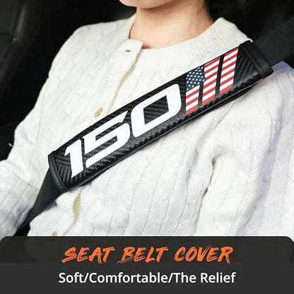 Seat Belt Strap Cover Pad,Compatible with F 150, Interior Car Accessories, for Auto Car Truck Pickup 2025, Carbon Fiber Leather, Shoulder Neck Cushion Protector, 2 PCS