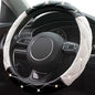 Black White Steering Wheel Cover, Anti-Slip Steering Wheel Protector with Crystal Rhinestones, Car Steering Wheel Cover for Women and Girl Fit 14.5-15 inch - color: Black+White