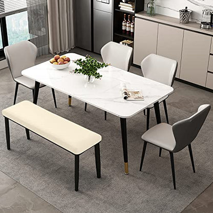 Lebaley Stretch Jacquard Ottoman & Bench Cover Removable Washable Slipcover for 42-54 inch Rectangular Benches, Bar Stools, and Dining Room Chairs (Fits 14-18" Wide),Beige - color: Beige, size: Regular - Standard