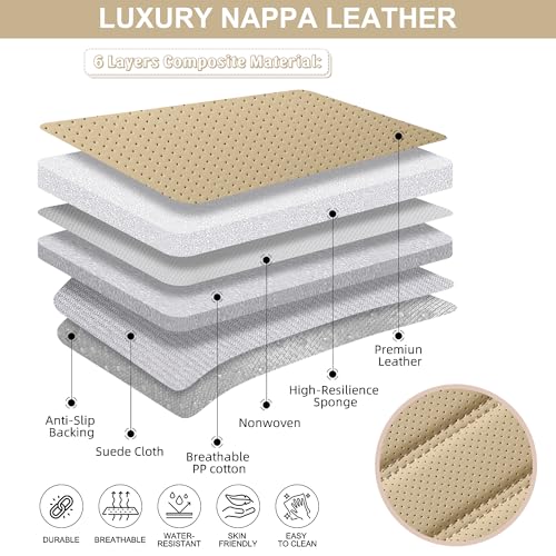 BWTJF 2 Pack Front Car Seat Bottom Covers, Universal Auto Seat Cushions, Nappa Leather Full Wrapping Edge Compatible with Most of Vehicles - SUVs/Sedans/Pickup Trucks, Beige - color: Beige, size: StyleA-Stripes