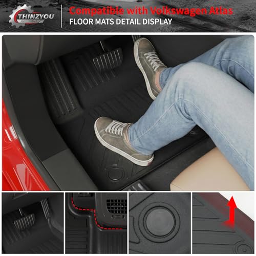 Floor Mats Compatible with 2018-2025 2026 Volkswagen Atlas (NOT for Cross Sport) Cargo Mat Cargo Liner Back Seat Cover 2024 VW Atlas Accessories (Trunk Mat with Backrest Mat+Floor Mats) - style: For Volkswagen Atlas | 2018-2026