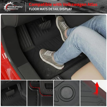 Floor Mats Compatible with 2018-2025 2026 Volkswagen Atlas (NOT for Cross Sport) Cargo Mat Cargo Liner Back Seat Cover 2024 VW Atlas Accessories (Trunk Mat with Backrest Mat+Floor Mats) - style: For Volkswagen Atlas | 2018-2026
