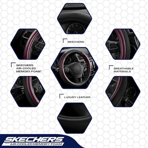 Skechers Air-Cooled Steering Wheel Cover,Leather Car Steering Wheel Cover Universal Fit 14" 1/2-15" Car Wheel Protector for Men Women Fit Suvs,Vans,Sedans,Car,Trucks,Brown - color: Brown