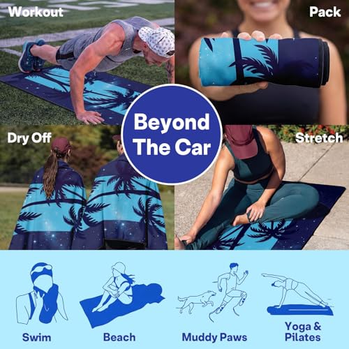 2 Pack Car Seat Towel Covers, Sweat-Proof Microfiber Seat Protectors for Gym, Running, Beach & Workout, Breathable Quick-Dry, Machine Washable, Night Palm Tree Print, Universal Fit - color: Night Palm Tree